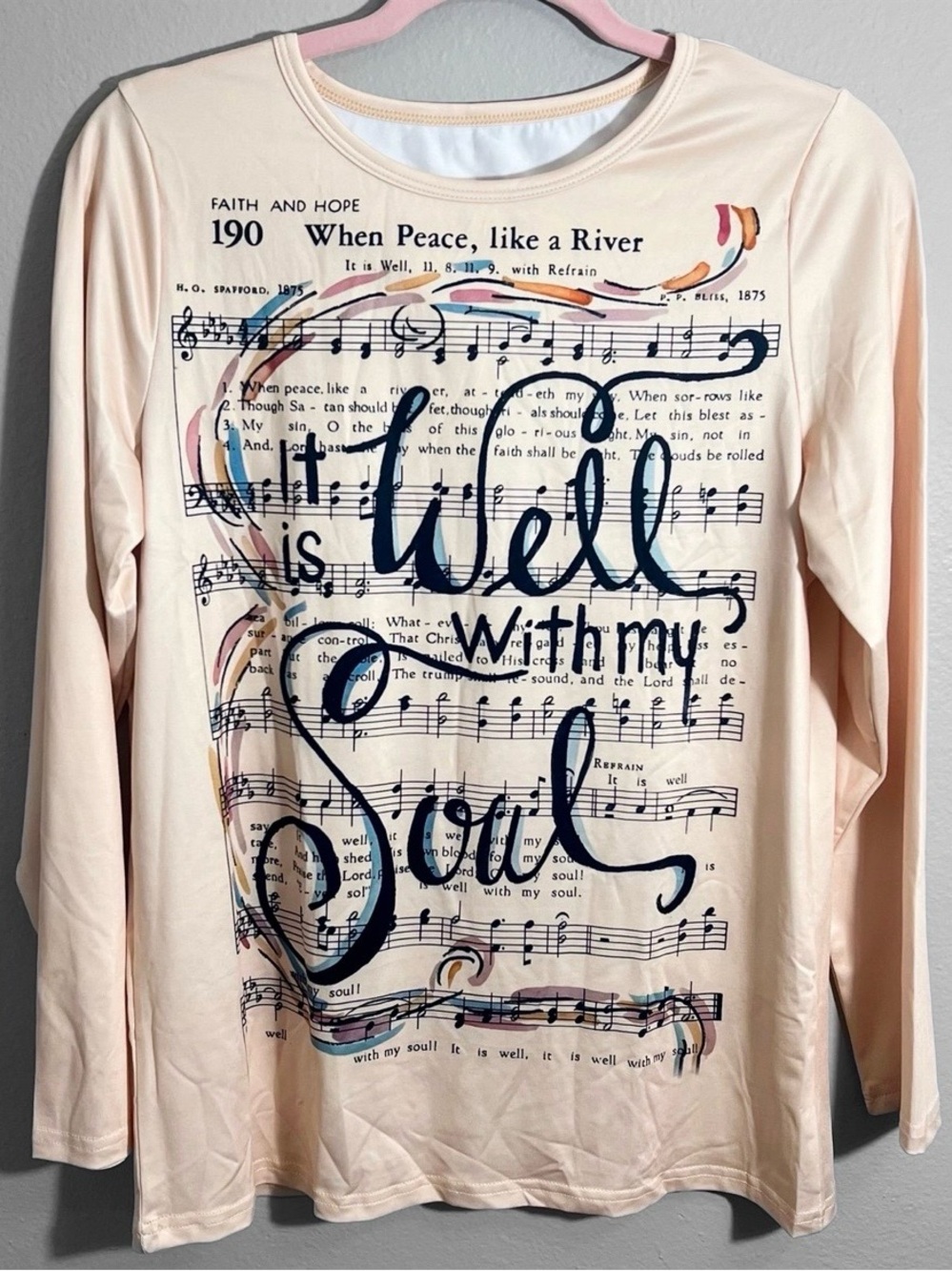 New ‘It Is Well With My Soul’ Christian Music Long Sleeve Shirt - Women’s Small